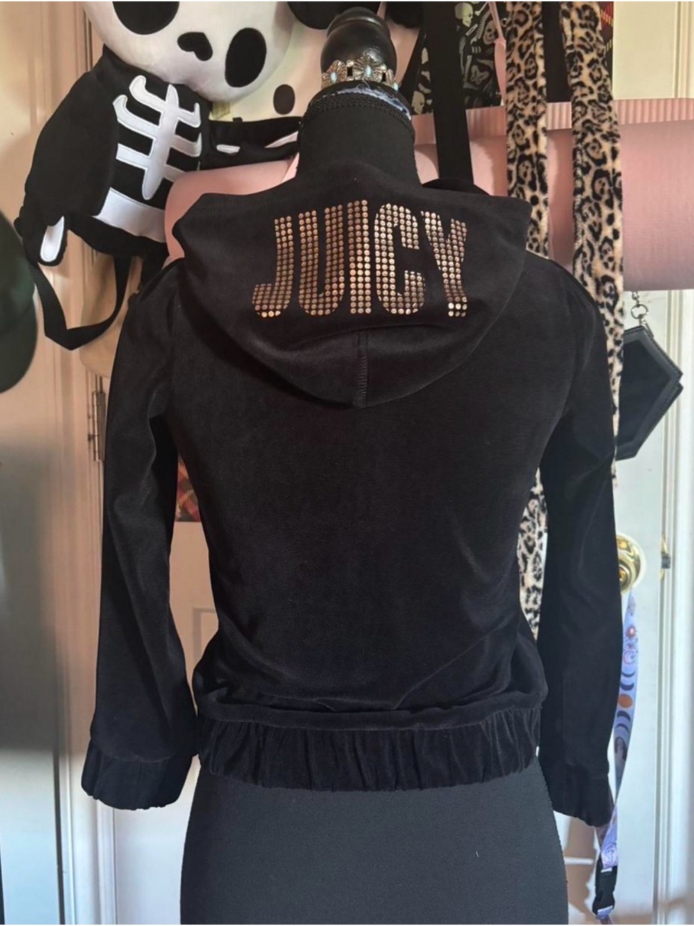 Juicy Couture Black Velour Hoodie with  JUICY Hood